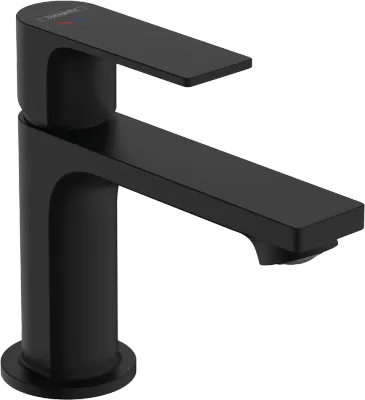 Mitigeur de lavabo Hangrohe Rebris E 80 CoolStart avec tirette et vidage en noir mat