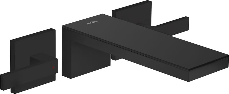 Mélangeur de lavabo 3 trous encastré AXOR MyEdition 221 avec bonde à écoulement libre en noir mat / verre noir — 47080670