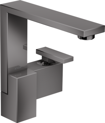 Mitigeur de lavabo Axor Edge 190 coupe diamant, avec bonde push-open en noir chromé poli