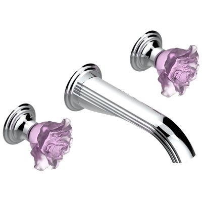 Mélangeur de lavabo encastré mural 3 trous, bec goliath THG Paris - Collection "Rose"