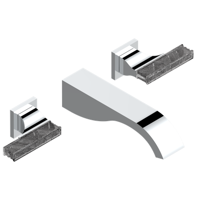 Mélangeur de lavabo encastré mural 3 trous, bec goliath THG Paris - Collection "Vegetal"