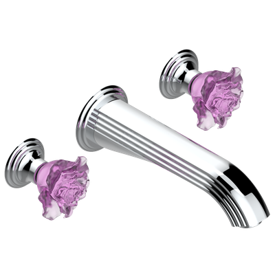 Mélangeur de lavabo encastré mural 3 trous, bec goliath THG Paris - Collection "Rose"