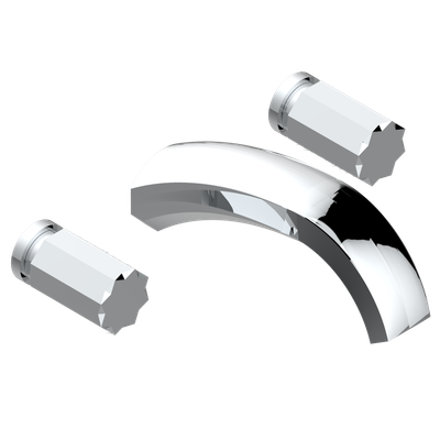 Mélangeur de lavabo THG encastré mural 3 trous, bec goliath - Collection "Nihal métal lisse"