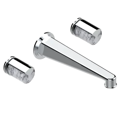 Mélangeur de lavabo THG encastré mural 3 trous, bec goliath - Collection "Le 9 howlite"