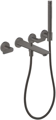 Mélangeur encastré de bain / douche 3 trous Axor Citterio C avec manettes coupe cubique en noir chromé brossé