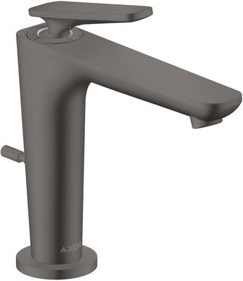 Mitigeur de lavabo AXOR Citterio C 125 CoolStart avec poignée manette et tirette et vidage en noir chromé brossé