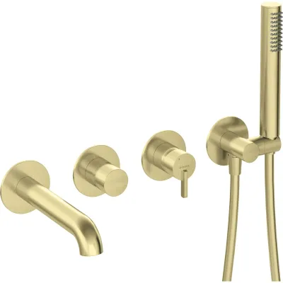Built-in Bath/Shower Mixer 4 Holes Deante Silia in Brushed Gold