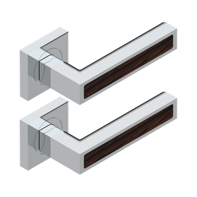 Paire de poignées de porte chromé insert ébène THG Paris - Collection "Genève"