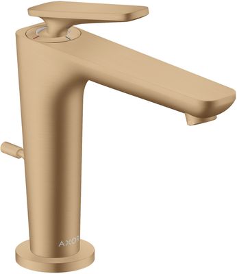 Mitigeur de lavabo AXOR Citterio C 125 CoolStart avec poignée manette et tirette et vidage en bronze brossé