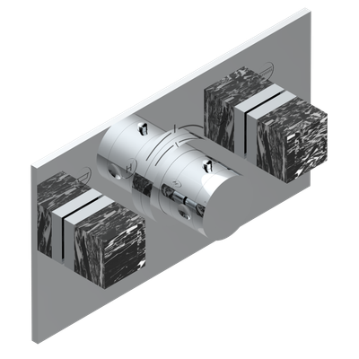 Set de finition THG pour douche thermostatique à encastrer avec deux robinets d'arrêt pour installation horizontale à 2 fonctions - Collection "Montaigne Marbre Grand Antique"