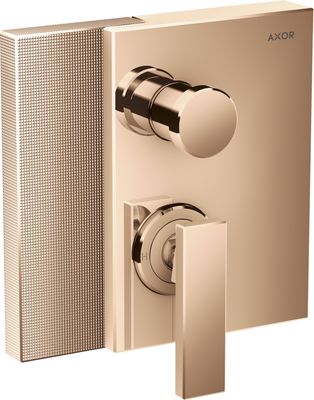 Set de finition pour mitigeur de bain / douche encastré AXOR Edge coupe diamant en or rouge poli