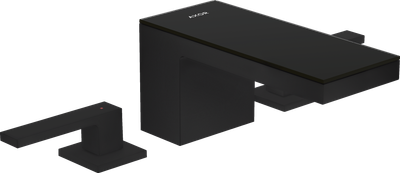 Mélangeur de lavabo 3 trous AXOR MyEdition 70 avec bonde push-open en noir mat / verre noir
