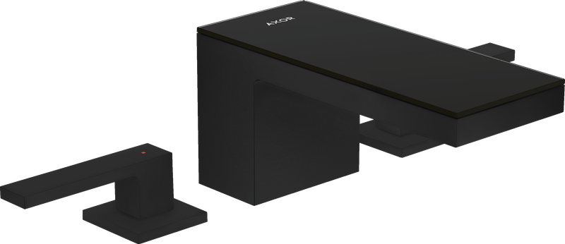 Mélangeur de lavabo 3 trous AXOR MyEdition 70 avec bonde push-open en noir mat / verre noir — 47050670