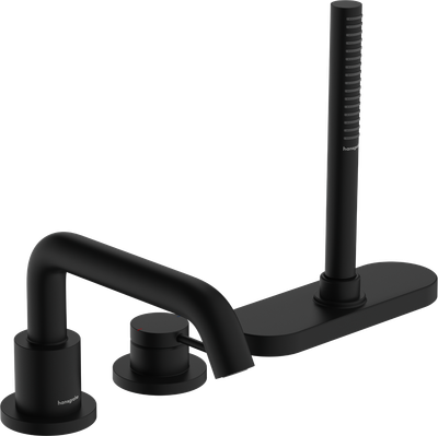 Mélangeur 3 trous pour montage sur bord de baignoire Hansgrohe Tecturis S avec sBox en noir mat