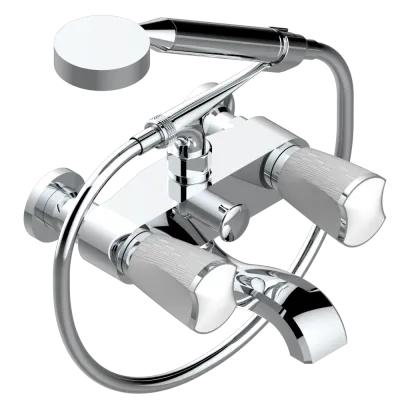 Mélangeur de bain / douche THG avec douchette - Collection "Infini porcelaine blanche"