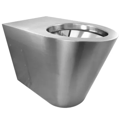 Cuvette sur pied anti-vandalisme Nofer, sortie horizontale ou verticale, finition chromée satinée