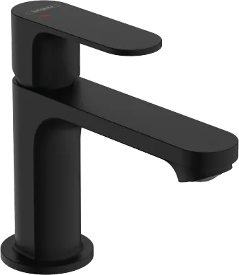 Mitigeur de lavabo Hansgrohe Rebris S 80 CoolStart avec tirette et vidage en noir mat