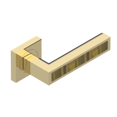 Paire de poignées de porte PVD doré ​insert œil de tigre ​THG Paris - Collection "Genève"