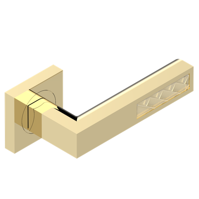 Paire de poignées de porte PVD doré insert Lalique THG Paris ​- Collection "Genève"