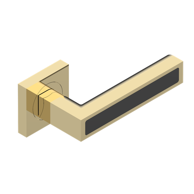 Paire de poignées de porte PVD doré insert onyx noir THG Paris - Collection "Genève"