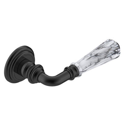 Paire de poignées de porte PVD bronze brown insert Howlite rainuré THG Paris - Collection "London"