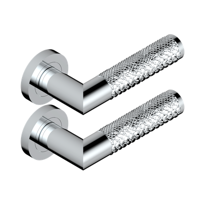 Paire de poignées de porte chromé contour motif python ​THG Paris - Collection "Paris"