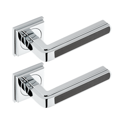 Paire de poignées de porte chromé insert ébène​ THG Paris - Collection "New York"