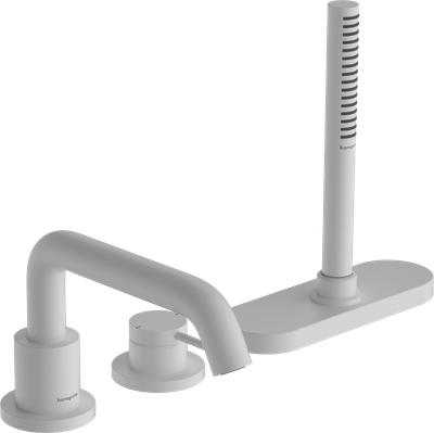 Mélangeur 3 trous pour montage sur bord de baignoire Hansgrohe Tecturis S avec sBox en blanc mat