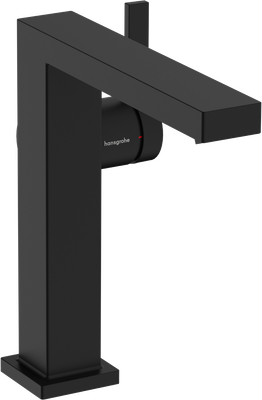 Mitigeur de lavabo Hangrohe Tecturis E Fine 150 CoolStart avec bonde Push-Open en noir mat