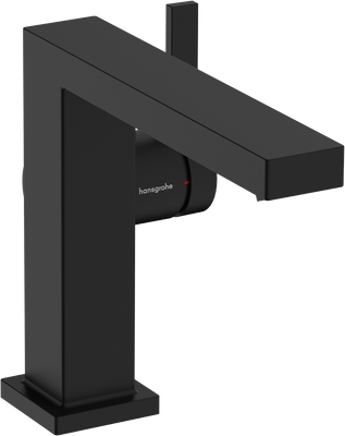 Mitigeur de lavabo Hangrohe Tecturis E Fine 110 CoolStart avec bonde Push-Open en noir mat