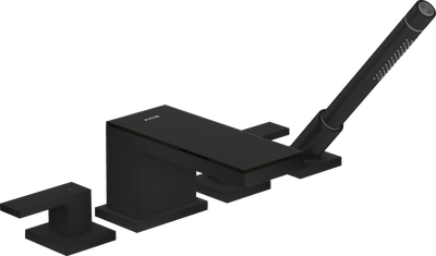 Mélangeur 4 trous pour montage sur bord de baignoire AXOR MyEdition en noir mat / verre noir