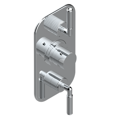 Set de finition THG pour douche thermostatique à encastrer 2 fonctions avec inverseur - Collection "Estrela à manettes"