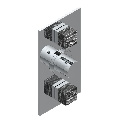 Set de finition THG pour douche thermostatique à encastrer avec deux robinets d'arrêt à 2 fonctions - Collection "Montaigne Marbre Grand Antique"