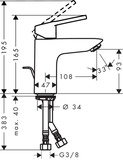 Logis Loop Mitigeur de lavabo 100 CH3 CoolStart, avec tirette et vidage