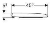 Abattant de toilettes rond Geberit Smyle, 45 cm de large, 37 cm de profondeur, 5 cm de haut, Duroplast, abaissement standard.