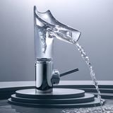 AXOR Starck V Mitigeur de lavabo 140, bec en verre, bonde à écoulement libre