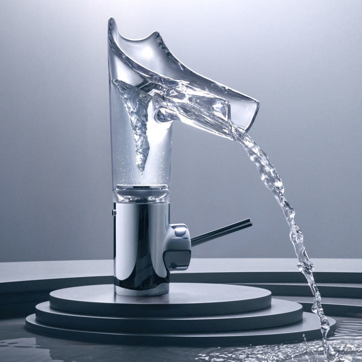 Mitigeur de lavabo AXOR Starck V 140 bec en verre — vue 5