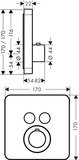AXOR ShowerSolutions Thermostatique ShowerSelect softsquare encastré pour 2 fonctions