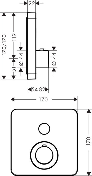 Set de finition pour mitigeur thermostatique Axor ShowerSelect — vue 3