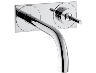 Mitigeur de lavabo encastré AXOR Uno 225 mm en laiton chromé avec plaque
