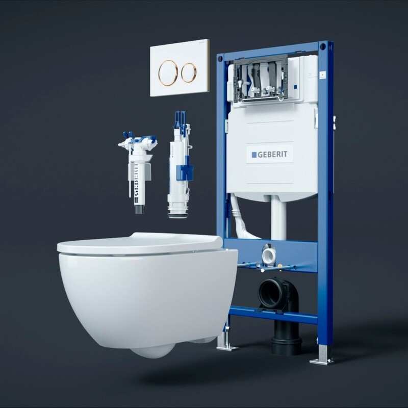 Concealed cistern, flush plate and wall-hung toilet