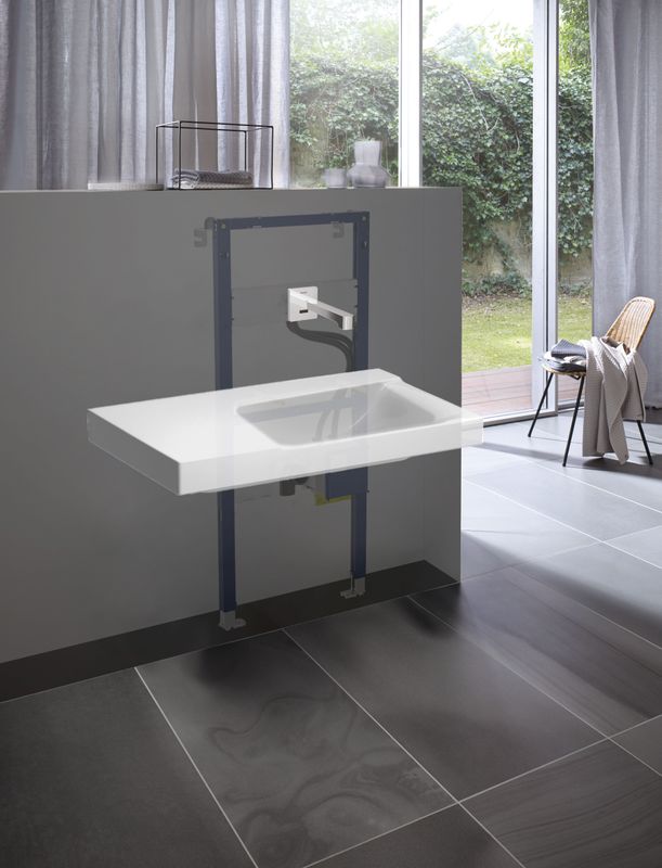 Support frame for electronic washbasin tap