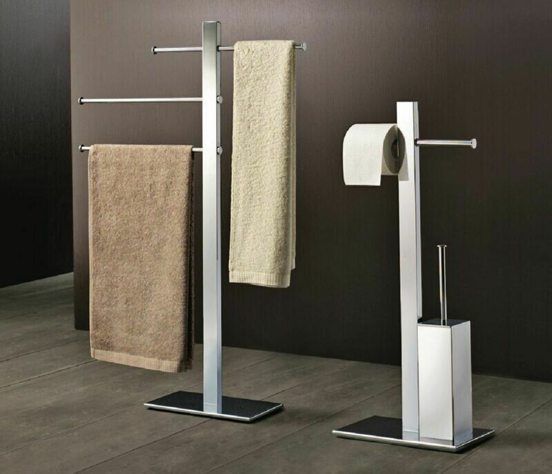 Broom holder with roll holder