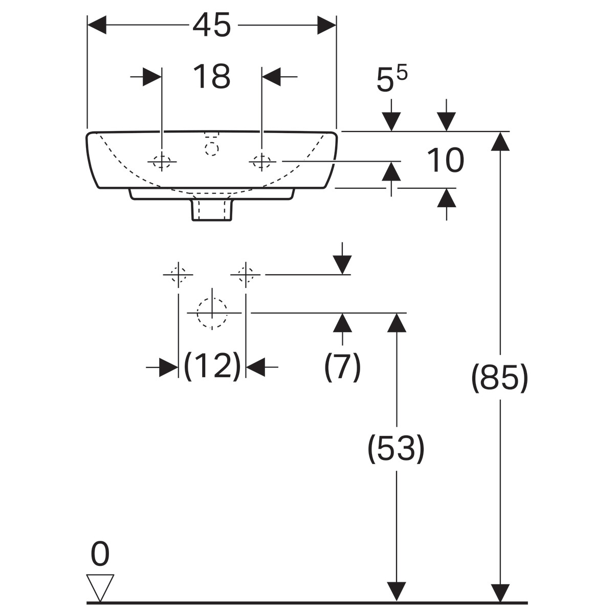Lave-mains Geberit Selnova Square 45 cm — vue 4