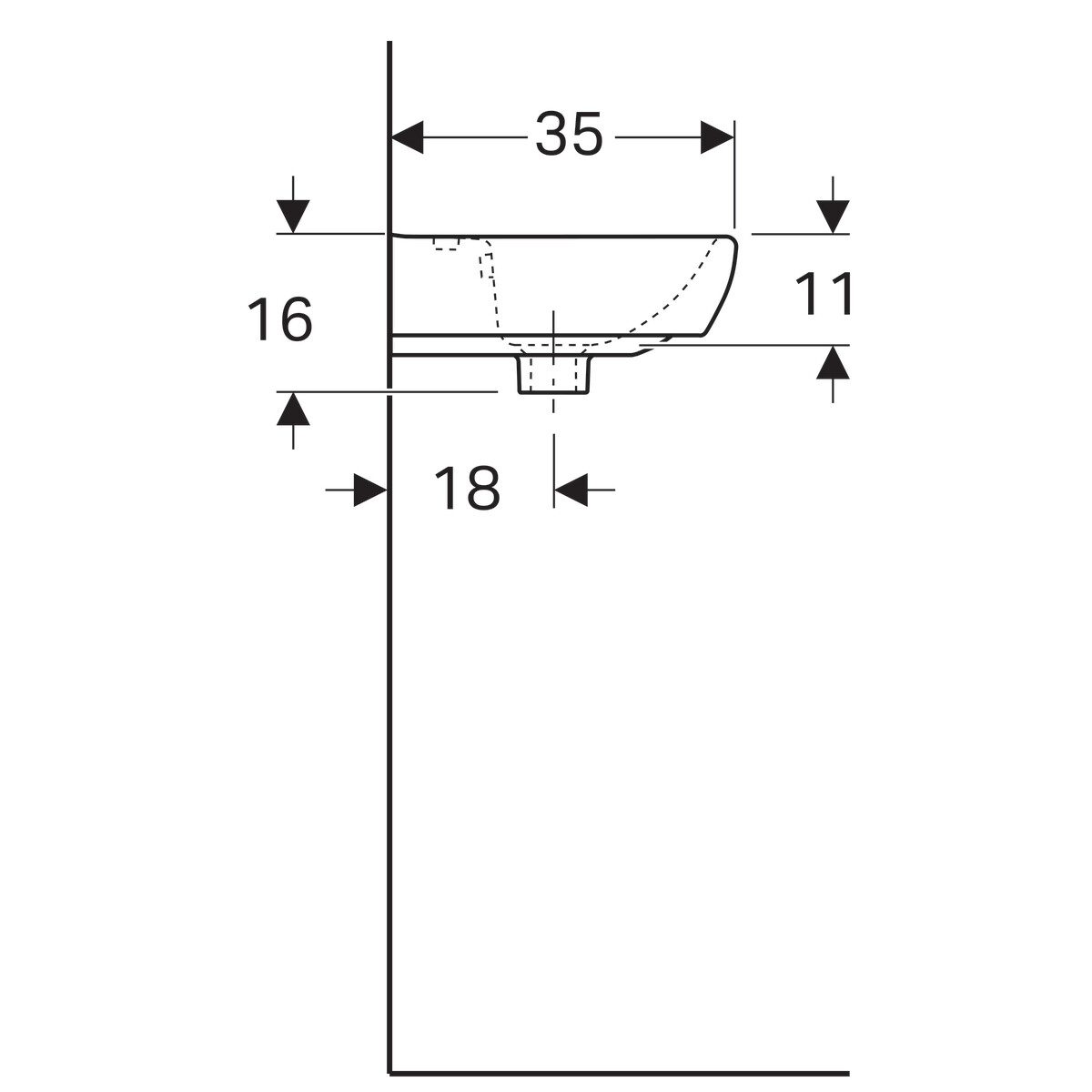 Lave-mains Geberit Selnova Square 45 cm — vue 5