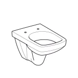 Cuvette de toilette suspendue carrée Geberit Selnova avec rebord affleurant, couleur blanche, double chasse 6/4L.