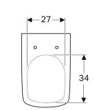 Dimensions des toilettes suspendues Geberit Selnova Square : 27 cm de large, 34 cm de haut.