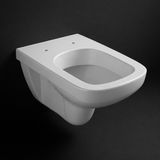 Cuvette de toilette suspendue carrée Geberit Selnova avec rebord, couleur blanche, design élégant.