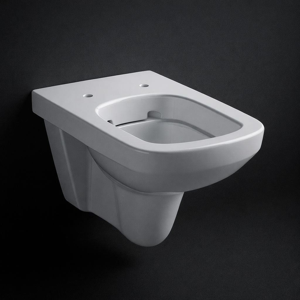Cuvette de toilette murale Geberit Selnova Square Rimfree avec finition en céramique blanche lisse et design élégant.
