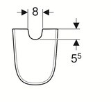 Geberit Smyle Semi-colonne céramique 22,5 cm de large, 30 cm de profondeur, 32,5 cm de haut dessin technique.